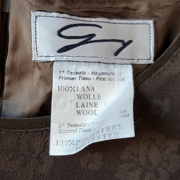 Vintage 80s wool dress with peplum and shoulder pads brown - Picture 5 of 8